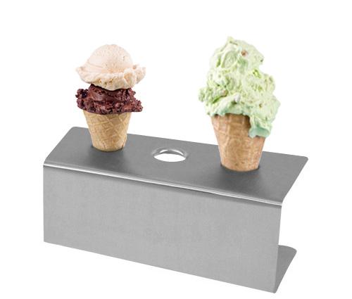 VG Suporte para cones de gelado em aço inoxidável - 3 orifícios - Ø26/31mm (2/1) - 200x97x90mm