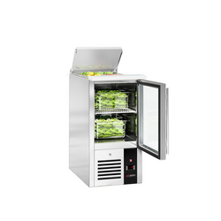Saladette PREMIUM - 450mm - 1 glazen deur - met ingang voor 1x GN 1/1 & Roestvrijstalen deksel