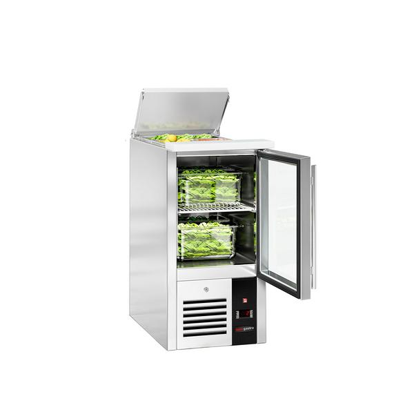 Saladette PREMIUM - 450mm - Entrada para recipientes GN - 1 porta de vidro