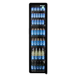 GASTRO-COOL | Commercial Back Bar Bottle Cooler - 418mm - 212 Litres - Slimline - with 1 hinged glass door - LED lighting - Black - Temperature range 0 to 10 °C