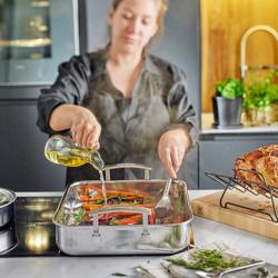 DEMEYERE | Industry 5 Roasting Pan – 390×330 mm Rectangular, XL Oven Only – Roasting Rack Included – 18/10 Stainless Steel