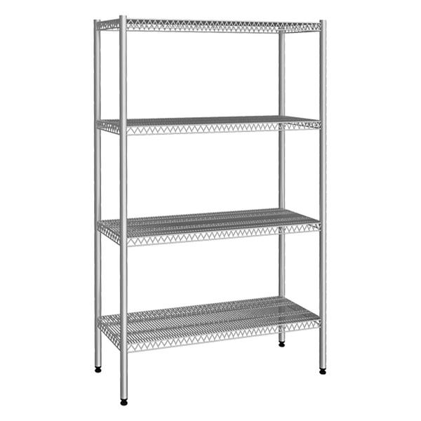 RVS stelling - 1080x400mm - Diepte: 400mm - met 4 legborden - Draagvermogen per schap: 60kg