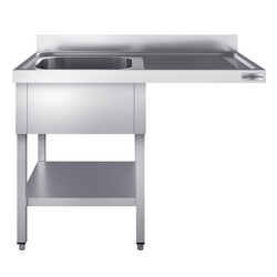 Mesa com pia de lavagem - 1,2 m - 1 Pia à esquerda C 40 x L 40 x P 25 cm