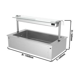 Einbau Eiswanne - 1500mm - 4x GN 1/1 - 160 Liter - mit Glas-Hustenschutz
