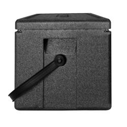 CAMBRO | Cam GoBox® Toploader – GN 1/2 – Black lid – 390×330×316 mm – Carry strap – 4h temperature hold