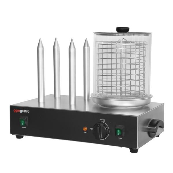Hot Dog Steamer / Sausage Warmer - 1,1 kW - with 4 heating mandrels for bread rolls