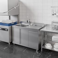 Stainless steel sink unit with waste bin - 1200x600mm - 1 basin left 