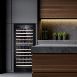 Cave à vin professionnelle - Porte en acier inox - 2 zones - 350L - max. 116 bouteilles