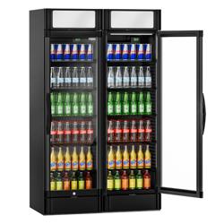 (2 stuks) Drankenkoelkast - 1190mm - 694L - 2 glasdeuren & LED-interieurverlichting - zwart