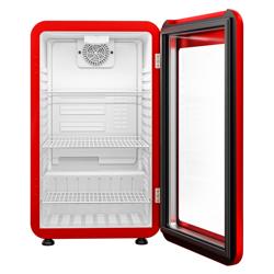 Minibar - 495mm - 113L - avec 1 porte en verre - Rouge - double vitrage, porte réversible