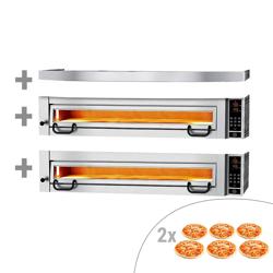 Forno elettrico per pizza - 1480x1010mm - 6+6 pizze Ø34cm - fino a 450°C - Touch - incl. Cappa