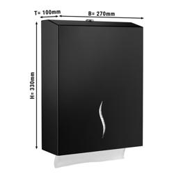 Distributore di carta asciugamani - per 400 fogli - Acciaio inox - Nero