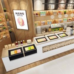 Vitrine de gelados de balcão - 670mm - Estático - para 3x 5 litros de cuvetes para gelados - Branco - abertura pelo lado do cliente