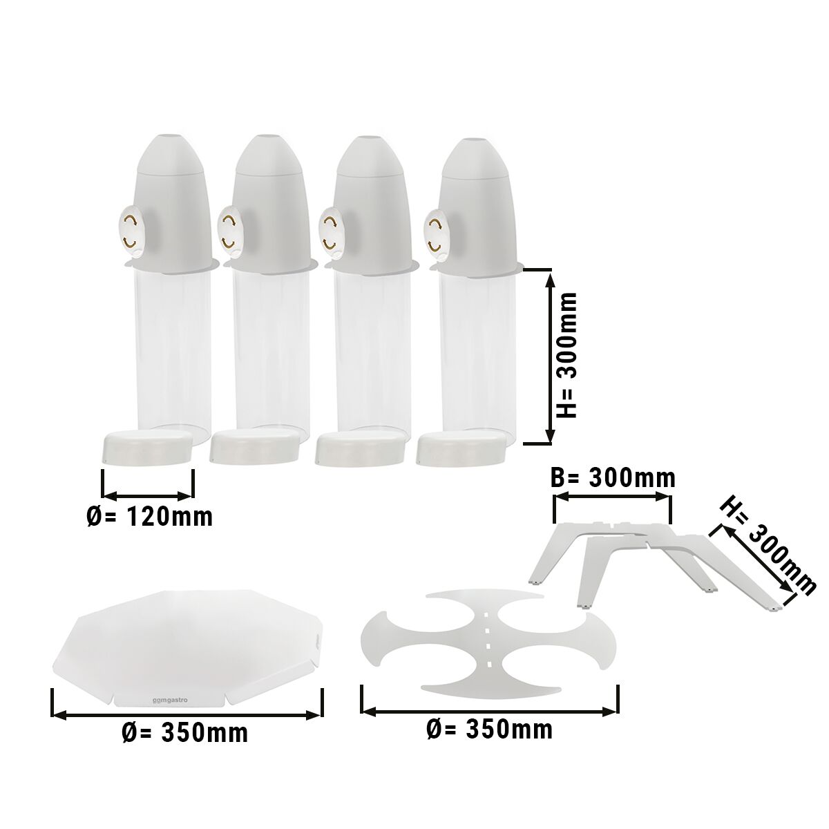 Distributeur de céréales - quadruple - rotatif - Ø 120 mm - Blanc - distribution rotative