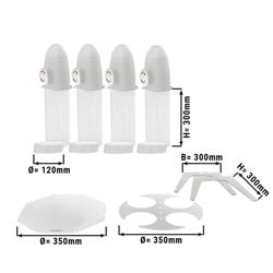 Dispenser per cereali - quadruplo - base girevole - dosatore a manopola - 4 contenitori in plastica trasparente - 4x 3,6 litri - supporto in acciaio inox