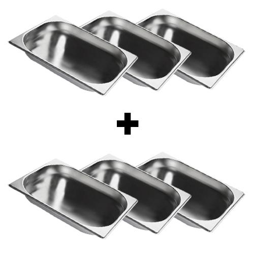 (6 stuks) RVS GN-bak GN 1/2 - Diepte: 20mm