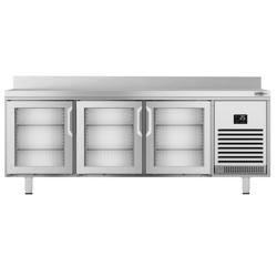 Koelwerkbank PREMIUM PLUS - 1960x600mm - met 3 glazen deuren - opstand