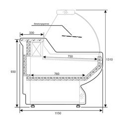 Lada chłodnicza - 1500 mm - z oświetleniem - panel przedni w kolorze białym	