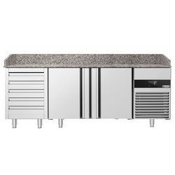 Pizzakylbänk PREMIUM - 2100x800mm - 2 dörrar och 5 lådor