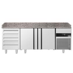 Pizzakylbänk PREMIUM - 2100x800 mm - granitskiva - med 2 dörrar & 5 lådor