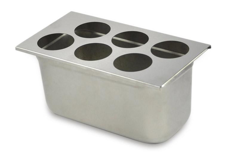 Bottle Organiser (for GN 1/3) - for 6 bottles (592ml) | for squeeze & dispenser bottles - Stainless Steel - Ø68mm holes