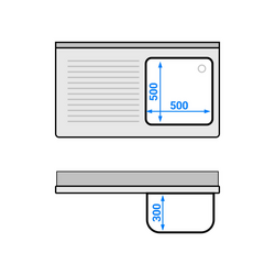 Sink unit PREMIUM - 1200x700mm - with 1 basin on the right