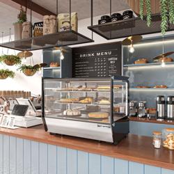 Tisch-Kühlvitrine - 160 Liter - 880mm - eckig - mit 2 Ablagen