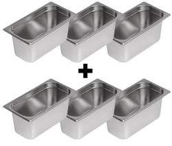 (6 pieces) Stainless Steel Gastronorm Pan GN 1/3 Solid (Non-Perforated) – 200 mm Depth