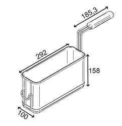 Cestello per pasta - 100x477.3x242.5mm - acciaio inox AISI-304 | 1 contenitore | spigoli arrotondati | resistente al calore | facile da pulire - per cuocipasta - compatibile con ENB363P - senza tappo in teflon