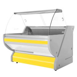 Koeltoonbank - 1525x1150mm - 300 liter - kleur geel - gebogen ruit - granitene werkblad