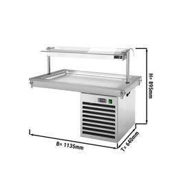 Mesa refrigerada de encastre - 1000mm - +2 a +8°C - 3x GN 1/1 - 350W - com protecção de salpicos em vidro