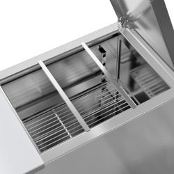 Saladetă PREMIUM - 450 mm - 1 ușă din sticlă - cu capac din oțel inoxidabil pentru 1x GN 1/1