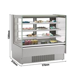 Commercial cake display fridge - 274L - 978mm - Double glazing - with 3 adjustable shelves - rear sliding doors