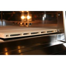 Forno elettrico per pizza - Platea in mattoni refrattari - 1130x1010mm - 4 pizze Ø34cm - fino a 450°C - Touch - incl. Cappa & Sottotelaio/Supporto