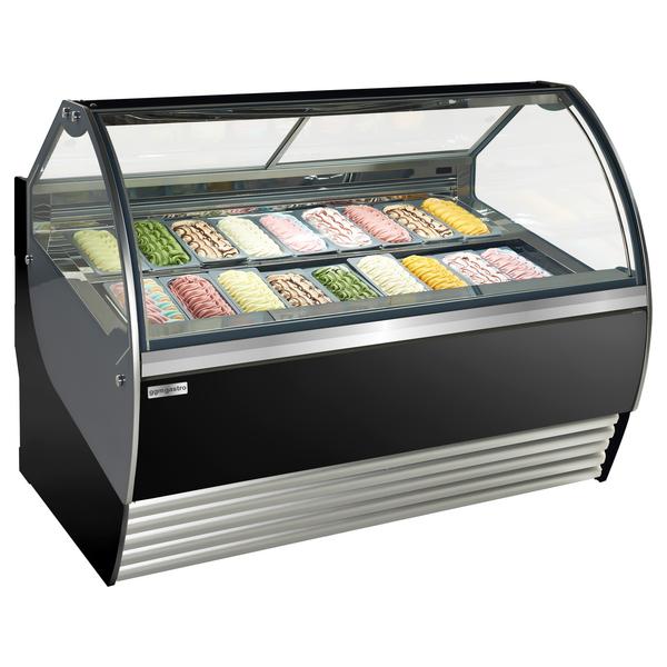 Vetrina Gelato NOLAN - 1730mm - Circolazione dell'aria - per 18x contenitori per gelato da 5 litri - Nero