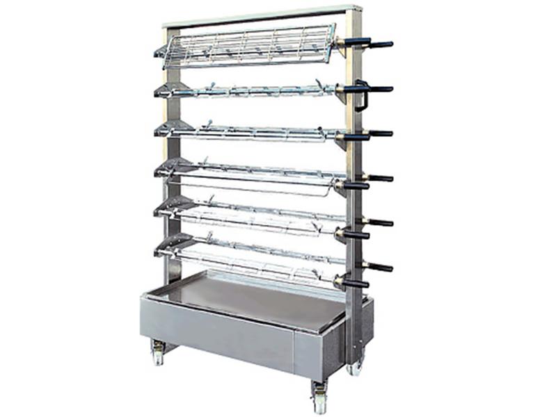Mobile spit trolley for 12x skewers