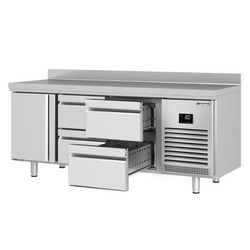 Koelwerkbank Premium PLUS - 1960x700mm - met 1 deur & 4 laden & met achterwand