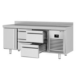 Commercial Counter Fridge PREMIUM PLUS - 1960x700mm - with 1 door - 4 drawers [1/2] - with upstand - capacity 465 litres