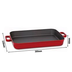 Serpenyő - Öntöttvas - 300x220 mm - Magasság: 60 mm - Piros - indukciós
