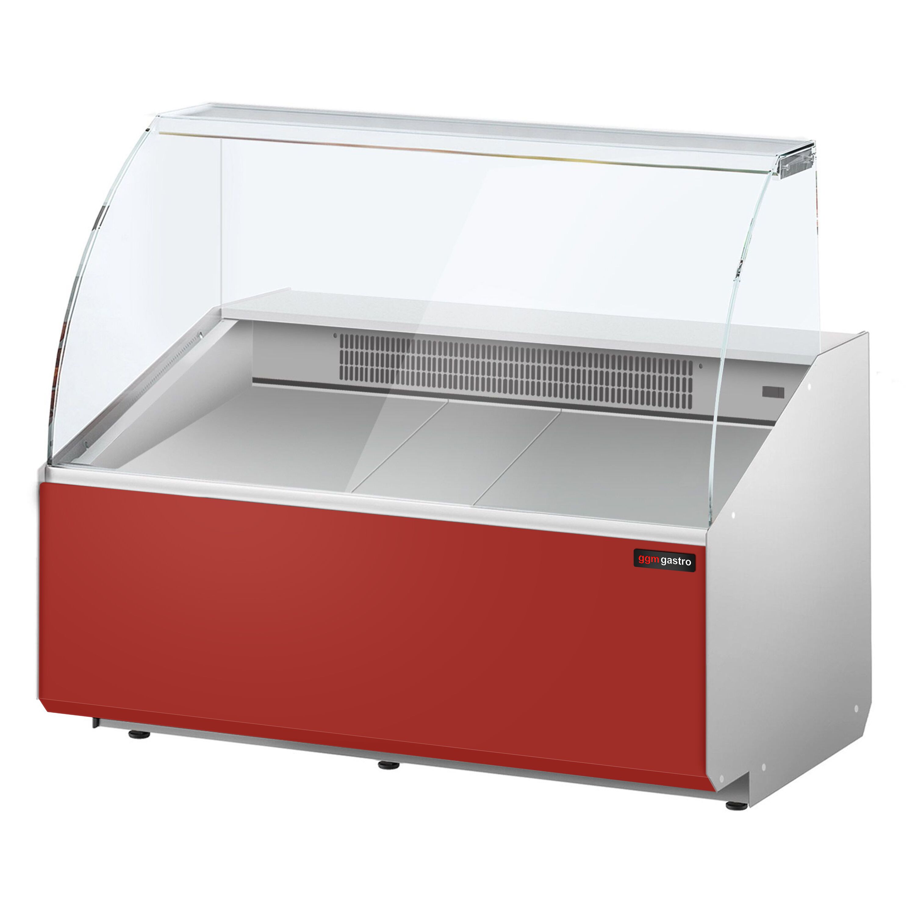 Comptoir vitrine réfrigérée - 1256x979mm - +2/+6°C - 262L - Façade rouge (RAL3003)