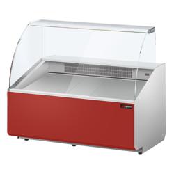 Koeltoonbank - 1256x979mm - 262 liter - front donkerrood - rechte ruit - met 2 deuren