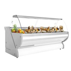 Vitrină frigorifică pentru carne / Vitrină frigorifică orizontală ECO - 2965x1150 mm - 570 L - culoare alb - geam frontal curbat - blat de granit