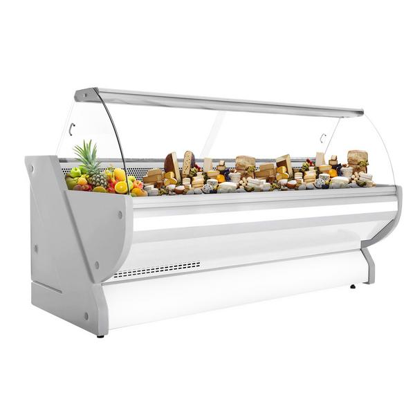 Banco gastronomia professionale / Banco Macelleria  - 2965x1150mm - Statica - 570 L - Vetro curvo - Bianco - servizio assistito