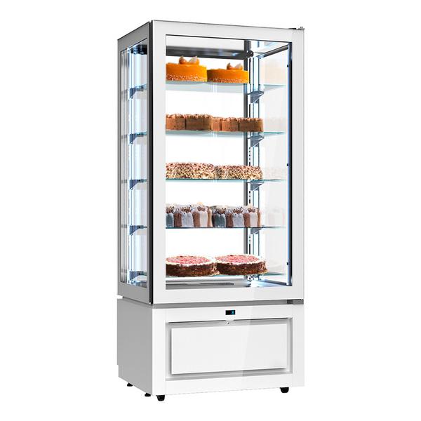 Vitrina panorámica refrigerada - 457 litros - con 5 estantes de vidrio - Blanco