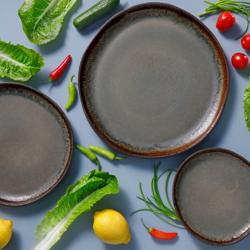 (6 pieces) DAVIDE - Plate - flat - Ø 220mm - Brown