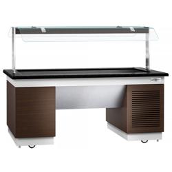 Banco per Buffet freddo DUBLIN - 2000 mm - con vassoio di raffreddamento e rotelle - per GN 1/1