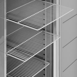 Upright Fridge Stainless steel ECO - 600L - with 1 door & Support grids & Stainless steel rails - On castors