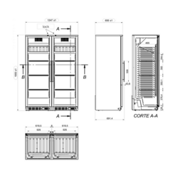 Wijnkoelkast - 2 klimaatzones - 800 liter - max. 144 flessen