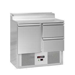 Hűtött előkészítő asztal Mini ECO - 900x700 mm - 1 ajtó és 2 fiók - GN 1/6 5x feltéthűtő