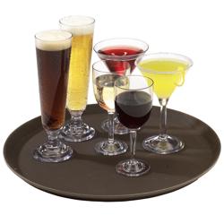 (6 pieces) CAMBRO | CAMTREAD® Non‑Slip Serving Tray – Brown Fibreglass – Round Ø 450 mm